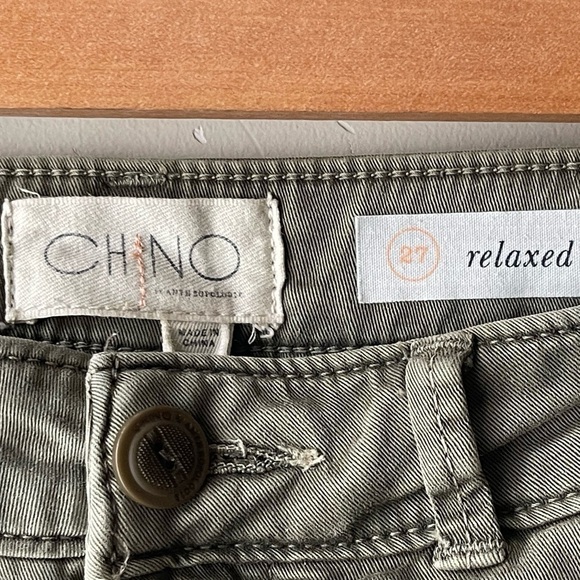 Chino by Anthropologie Women's Pants Ribbon Side Stripe Size 27 Relaxed Green - Picture 7 of 10